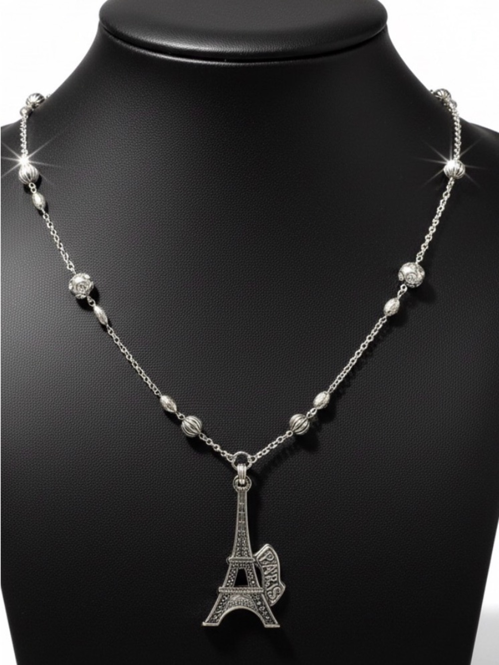 Silver Eiffel Tower Pendant Necklace